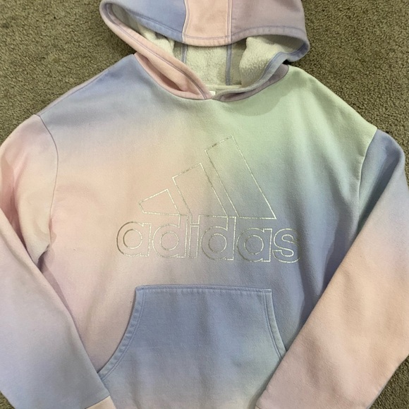 Girls Adidas Rainbow Colorful Hoodie size XL 16 - Picture 10 of 14